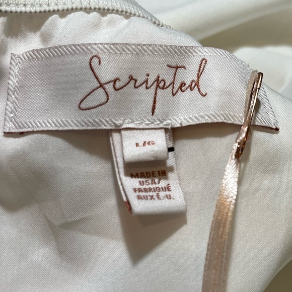 NWT SCRIPTED SAKS FIFTH AVENUE Ivory Romper Peplum Size Large - Picture 4 of 15